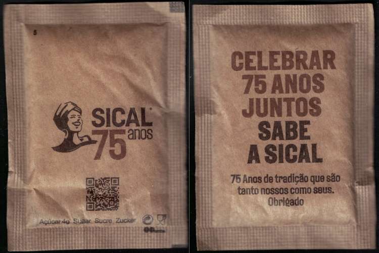 Portugal Sachet Sucre Sical célébrer 75 Ans ensemble Celebrar Juntos Sabe a Sical