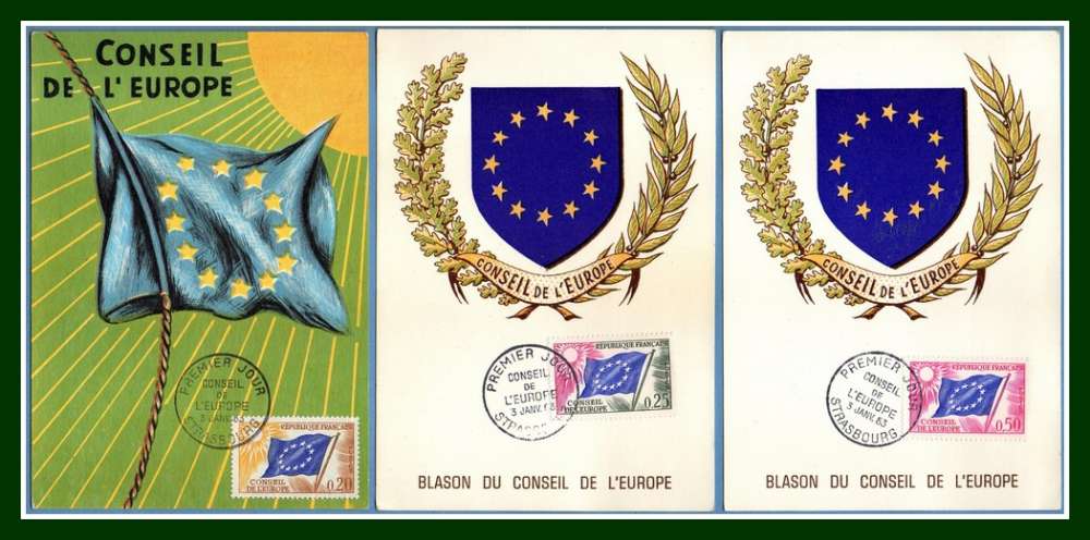 Carte Maximum N° S 27 + 28 + 32 Conseil de L'Europe Strasbourg 1963 (cote 10 €)