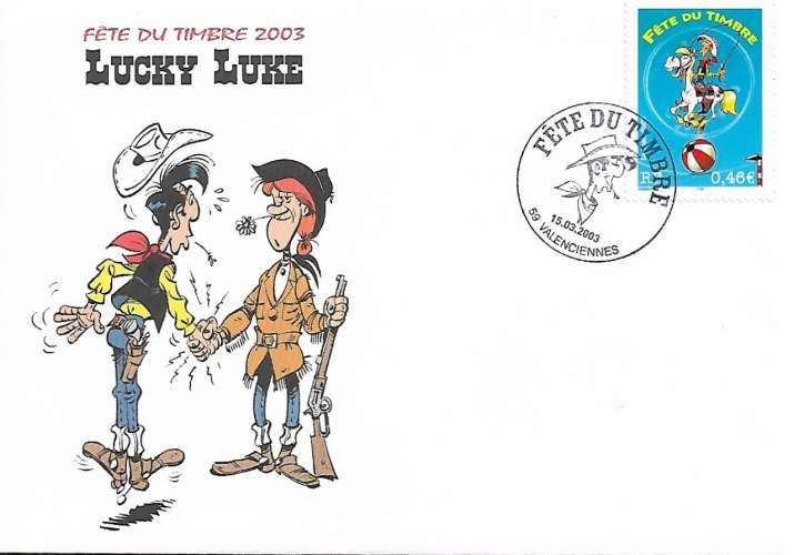 FRANCE FDC PREMIER JOUR 2003 - FÊTE DU TIMBRE 2003 - Lucky Luke.