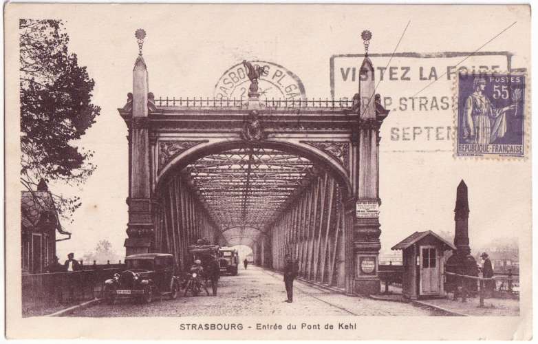 CPA 67 Strasbourg - Entrée du Pont de Kehl - circulée