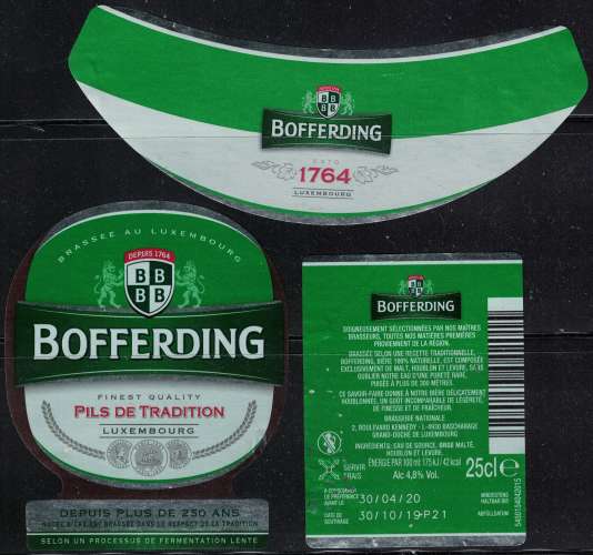 Luxembourg Lot 3 Étiquettes Bière Beer Labels Bofferding Pils de Tradition