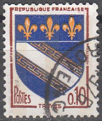 France 1963 Michel 1420Y O Cote (2008) 0.30 Euro Armoirie Troyes Cachet rond