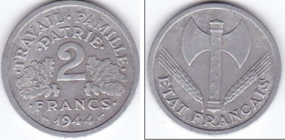 FRANCE - 2 FRANCS Francisque -   ANNEE 1944