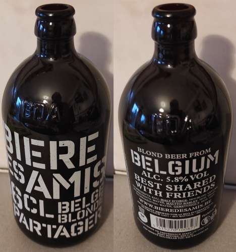 Belgique Bouteille Vide Empty Beer Bottle sérigraphiée Bière des Amis 66 cl à partager