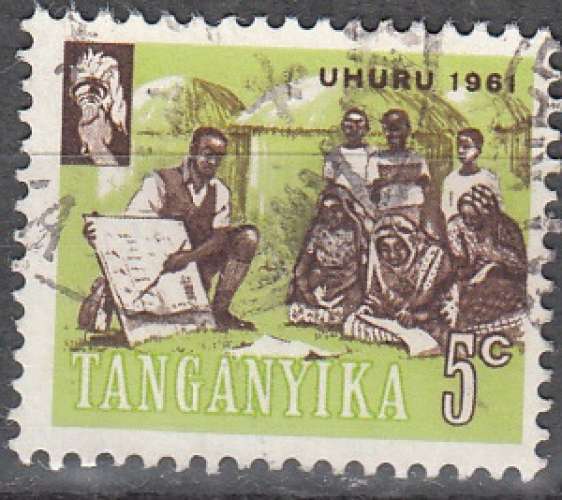 Tanganyika 1961 Michel 98 O Cote (2005) 0.10 Euro Enseignant avec villageois Cachet rond