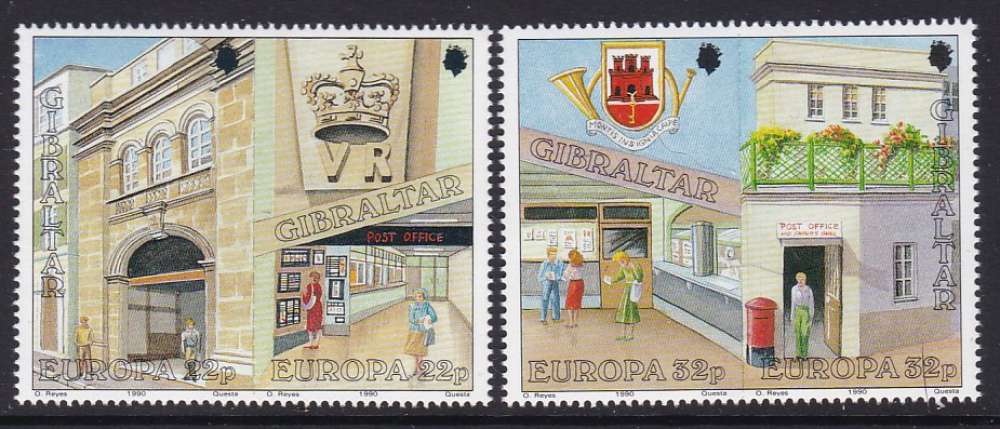 SERIE NEUVE DE GIBRALTAR -  EUROPA 1990 : BATIMENTS POSTAUX N° Y&T 599 A 602