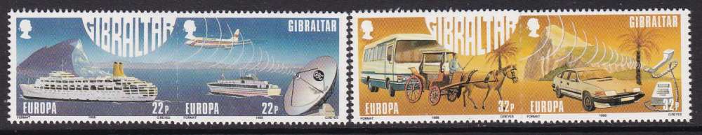 SERIE NEUVE DE GIBRALTAR -  EUROPA 1988 : TRANSPORTS ET COMMUNICATIONS N° Y&T 555 A 558