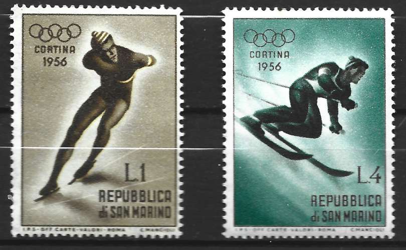 SAN MARIN - 1956 - Y & T : 402, 405 (N°°) - Patinage, ski