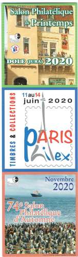 FRANCE 2020 - MARQUE-PAGES DES SALONS PHILATÉLIQUES DE 2020.  