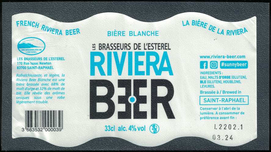 France Etiquette Bière Beer Label Les Brasseurs de l'Esterel Riviera