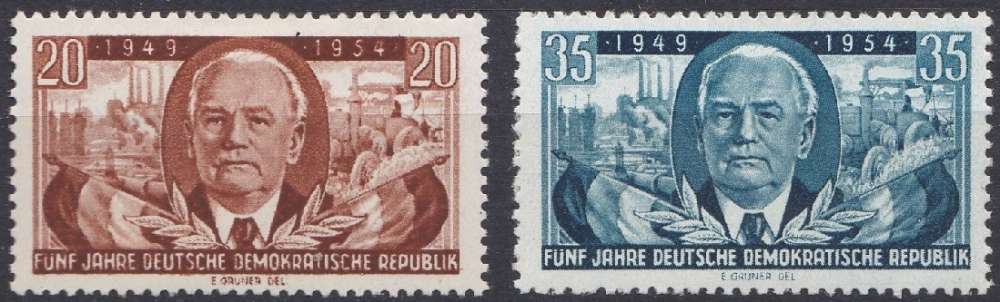 Allemagne DDR 1954 N° 202-203 MH 5e anniversaire du DDR (H27) 