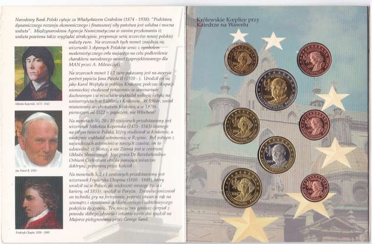 POLOGNE (paranumismatique - exonumia) FDC 8 Pièces euros privés et non circulants année 2004