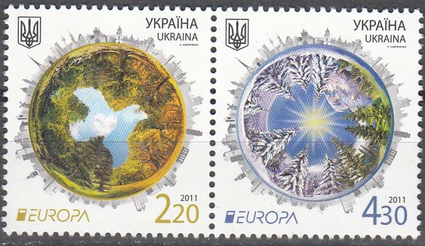 Ukraina 2011 Yvert 1042 - 1043 Neuf ** Cote (2017) 4.00 Euro Les fôrets