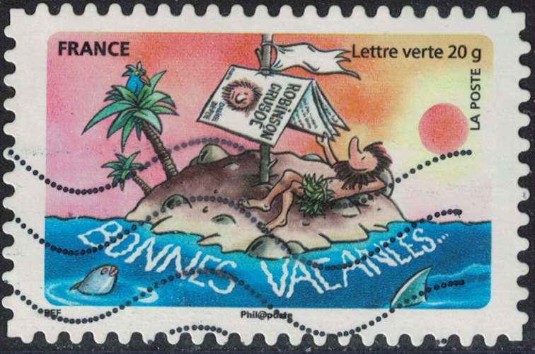 France 2015 Oblitéré Used Bonnes Vacances sur une île déserte Robinson Crusoé Y&T 1143