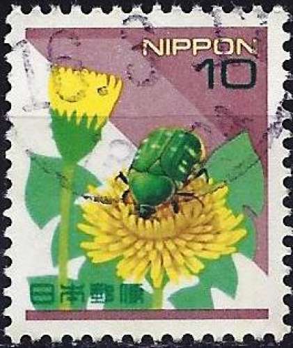 Japon 1992 - YT 2388 ( Insecte coléoptère, et fleurs ) Ob