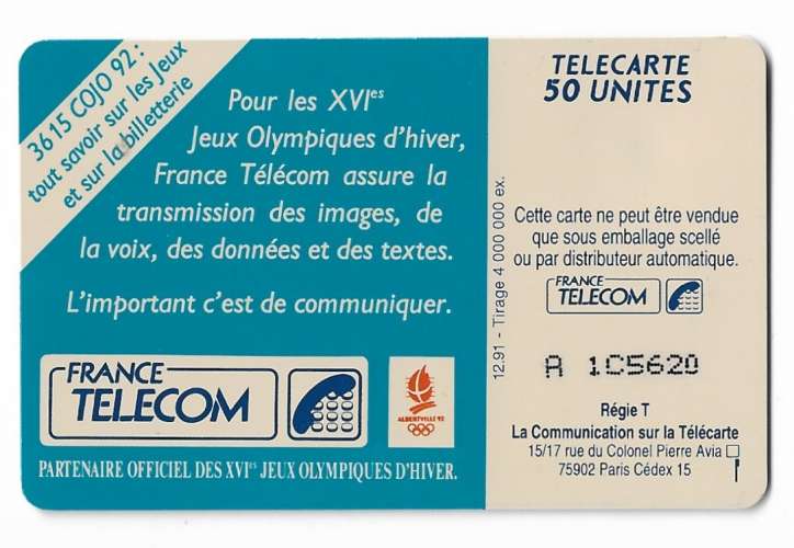 F222B TÉLÉCARTE - PHONE CARD 1991 - Ski acrobatique.