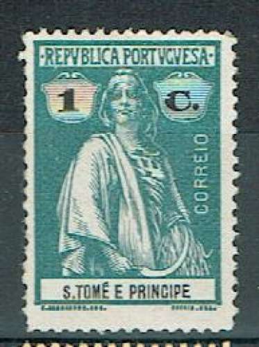 PT ST THOMAS & PRINCE 1914 - YT 203B MH DENT. 15X14.