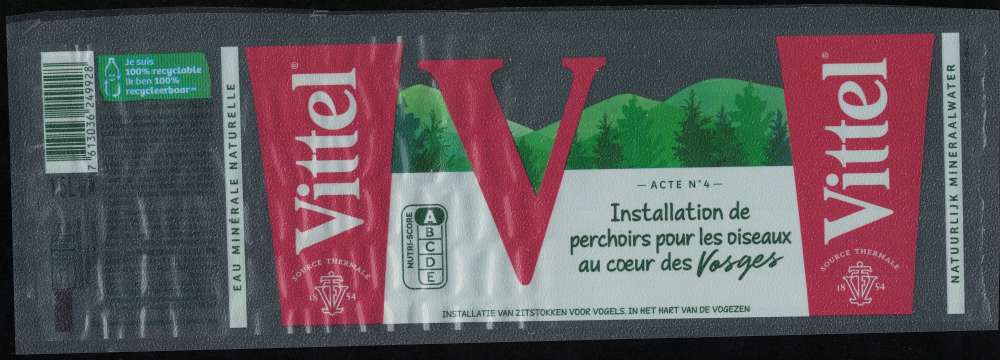 France Etiquette Eau Minérale Naturelle Vittel Acte N° 4 Installation de Perchoirs pour les Oiseaux