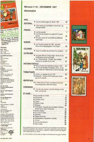 Timbroscopie 1987 décembre n° 42 spécial Noël
