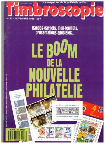 Timbroscopie 1988 novembre n° 52  le boom de la nouvelle philatélie