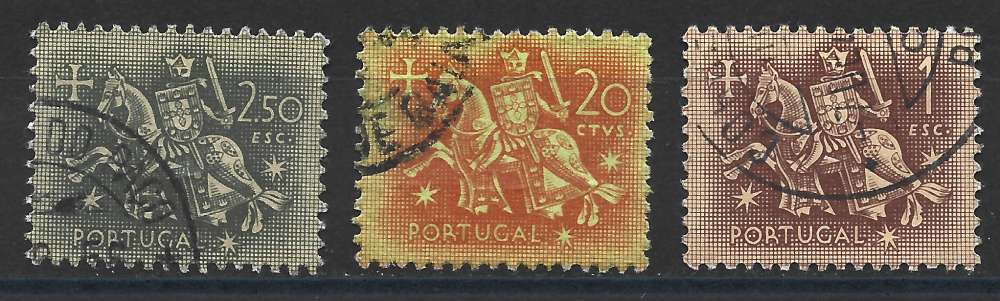 Portugal 1953 - Y & T : 776, 779, 784 - Roi cavalier