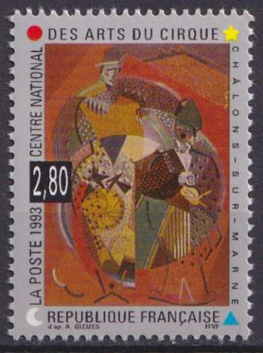 France 1993 Y&T 2833 neuf sans charnière - Centre national des arts du cirque (scan dos) 