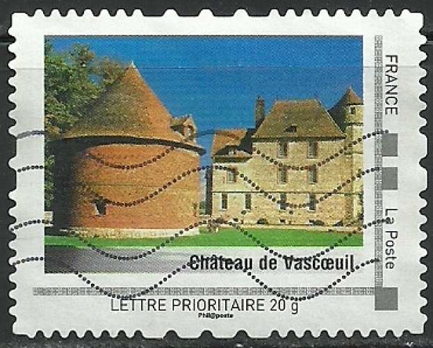 France - Timbre de collector - Château de Vascœuil - Autoadhésif oblitéré .