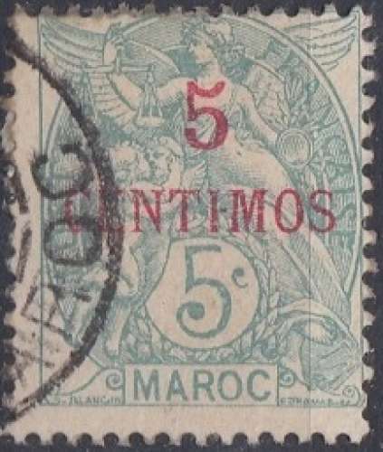 Maroc français 1902-1903 N° 11a Type Blanc surchargé en monnaie Espagnole (H40)  