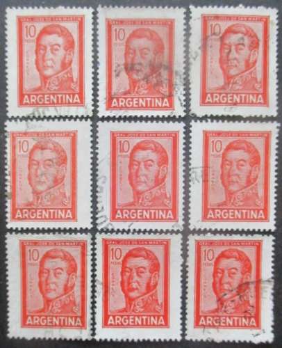 ARGENTINE N°732 X 9 oblitéré