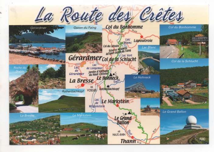 cpm géographique La route de Crêtes Haut-Rhin et Vosges