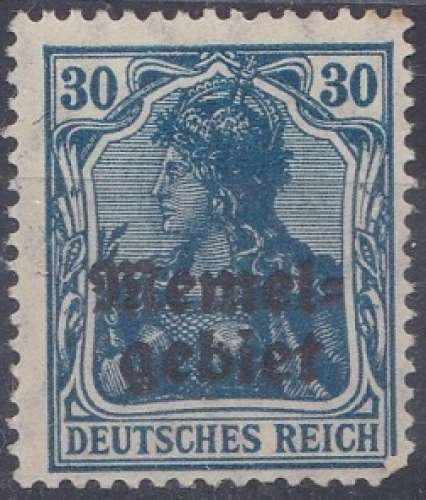 Memel Timbre-poste de l'Empire allemand de 1920 surchargé Memelgebiet (H41)