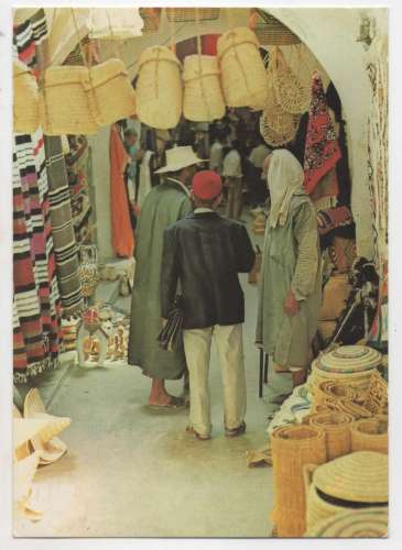 cpm Tunisie Nabeul les Souks Timbrée aigle YT 926