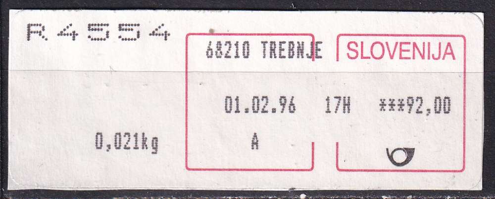 slovenie ... cachet datant du 01/02/1996 sur fragment ... 1996