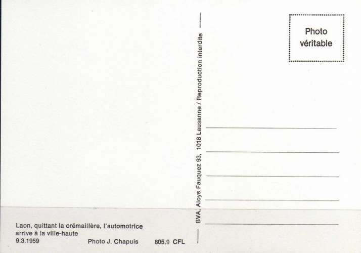 BVA 805-09 - Automotrice arrivant ville haute - LAON - Aisne - CFL