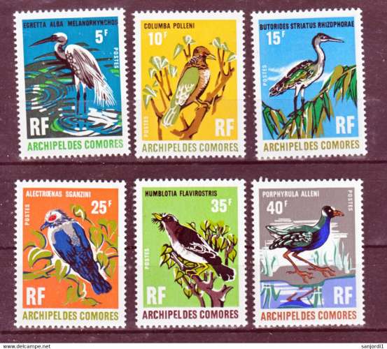 Comores  63/68 oiseaux neufs * * TB MNH sin charnela cote  22