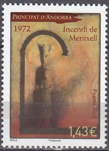 Andorre Français 2022 Incendie de l'ancien sanctuaire de Meritxell Neuf **