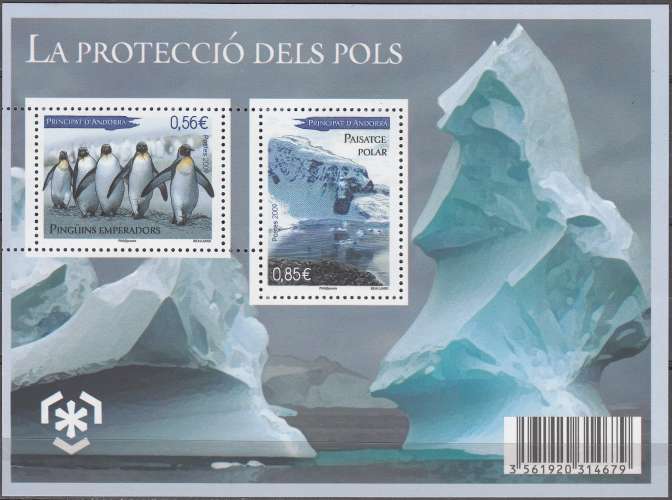 Andorre Français 2009 Yvert Bloc Feuillet 2 Neuf ** Cote (2017) 4.80 € Protection des zones polaires