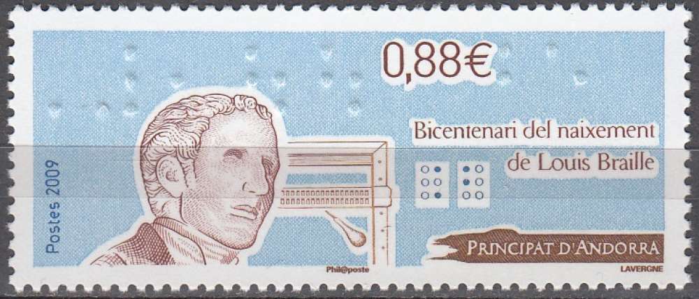 Andorre Français 2009 Yvert 666 Neuf ** Cote (2017) 3.00 € Louis Braille