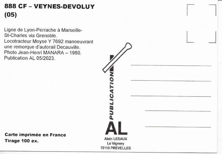AL 888 - Locotracteur Moyse n° Y 7692 manoeuvrant en gare de VEYNES-DEVOLUY - Hautes-Alpes - SNCF