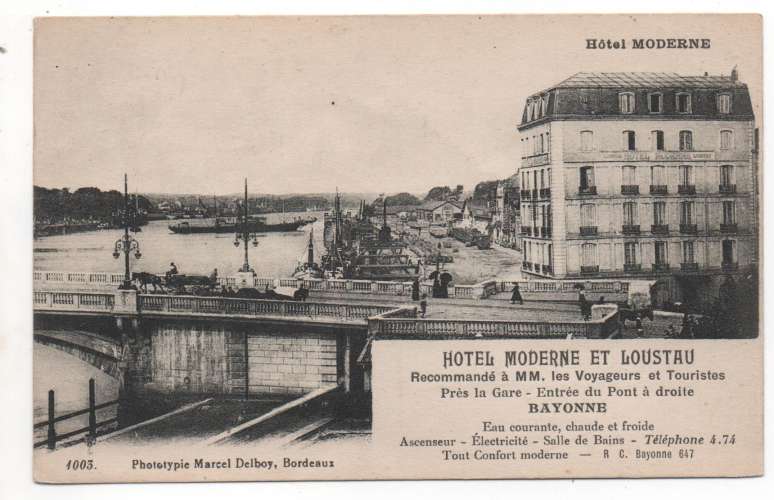 cpa 64  Bayonne  Hôtel Moderne et Loustau (publicité )