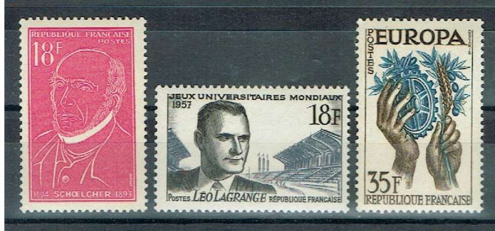 FRANCE 1957 - YT 1092 1120 1123  ** MNH.