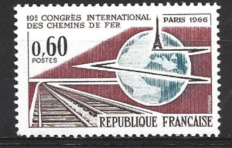 france 1966 - congrès des chemins de fer paris - yt : 1488