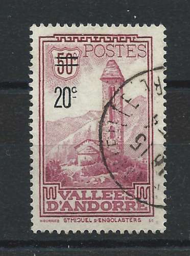 Andorre N°46 Obl (FU) 1935 - Timbre de 1923-33 surchargé