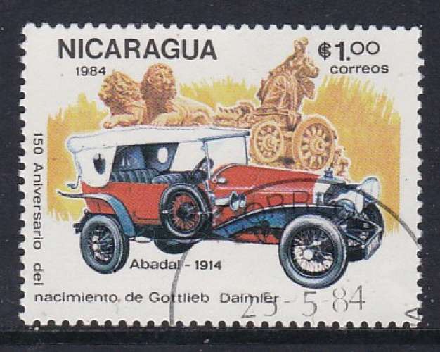 NICARAGUA - TIMBRE OBL. Y&T 1338 - VOITURES ANCIENNES : ABADAL, 1914