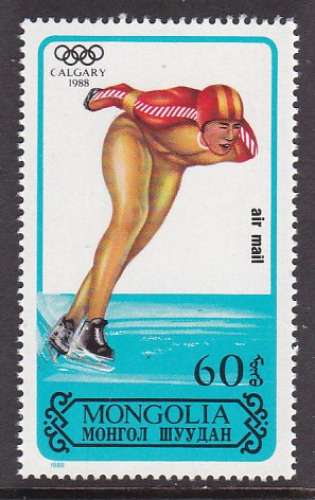 MONGOLIE - TIMBRE NEUF Y&T PA 163 - PATINAGE DE VITESSE (J. O. DE CALGARY)