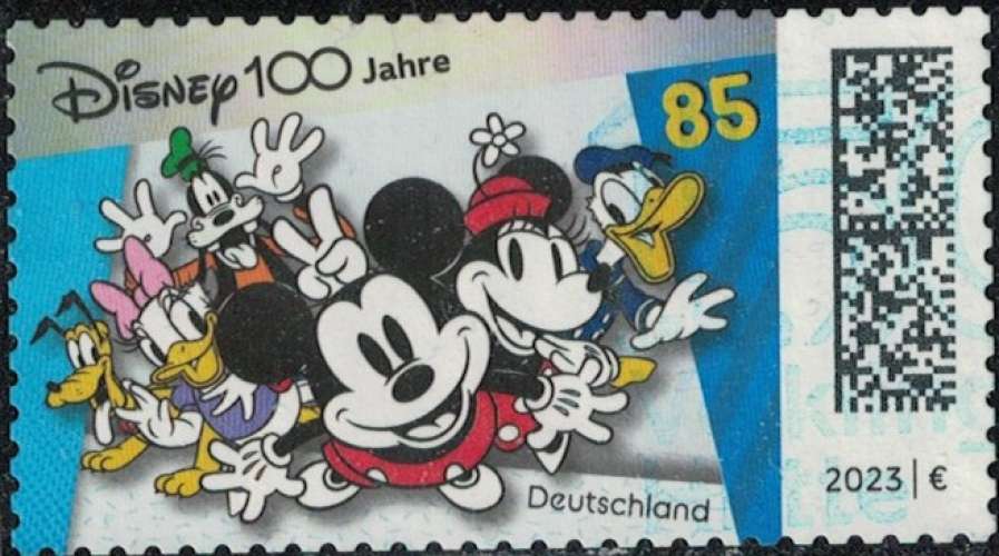 Allemagne 2023 Oblitéré Used Centenaire Dessins Animés Disney Cartoons Mickey Minnie SU