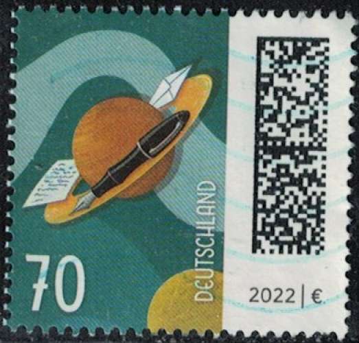 Allemagne 2022 Oblitéré Used Lettres et stylo au tour de la planète Saturne SU