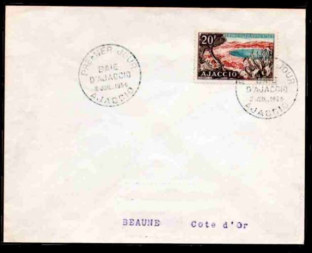 FDC Dept 20 (Corse) Baie AJACCIO 1954