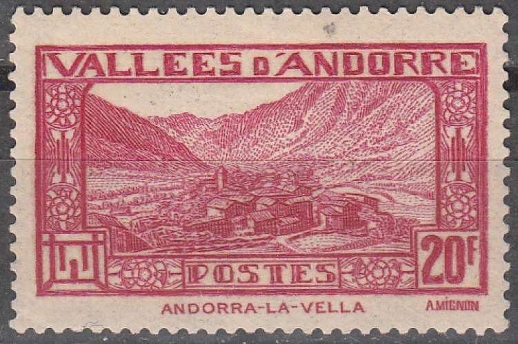 Andorre Français 1932 Michel 47 Neuf * Cote (2008) 3.00 € vue d'Andorra-la-Vella