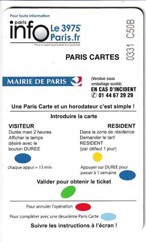 France Stationnement Paris - Pensez aux handicapés 15 € - Série 0331 - Puce OR (utilisée) 